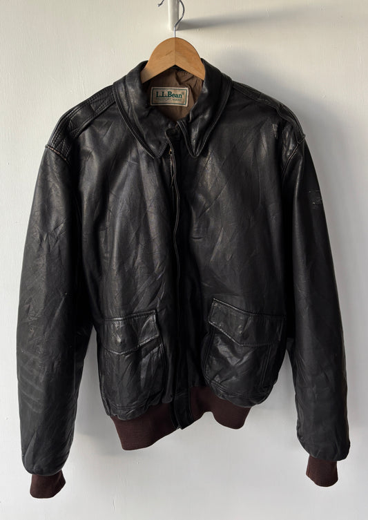 L - VINTAGE LL BEAN LEATHER JACKET