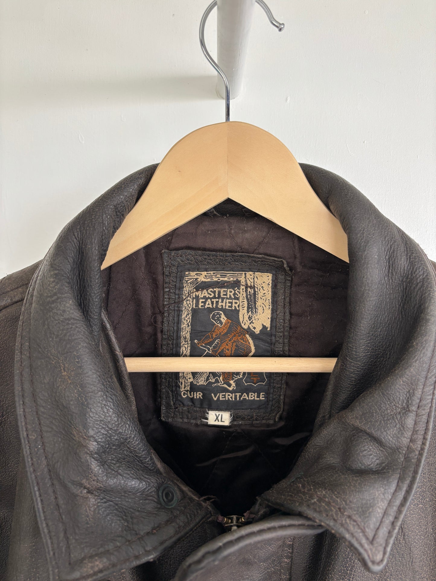 L - VINTAGE FIREMAN CLASP LEATHER JACKET