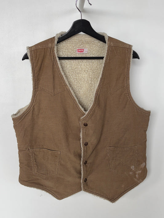 L - VINTAGE LEVIS CORDUROY SHERPA LINED VEST