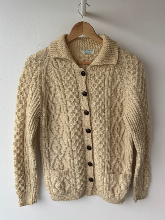 S - VINTAGE ARAN BUTTONED CARDIGAN