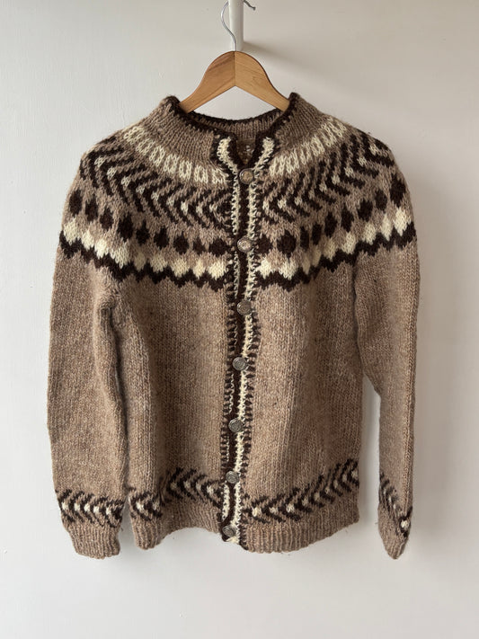 M - VINTAGE ARAN BUTTONED CARDIGAN