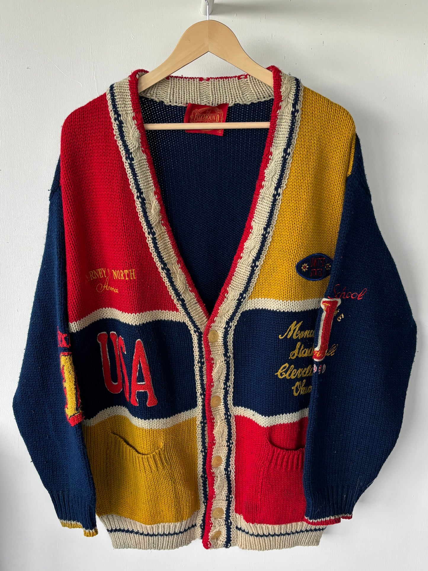 XL - VINTAGE FOXHOUND KNITTED CARDIGAN
