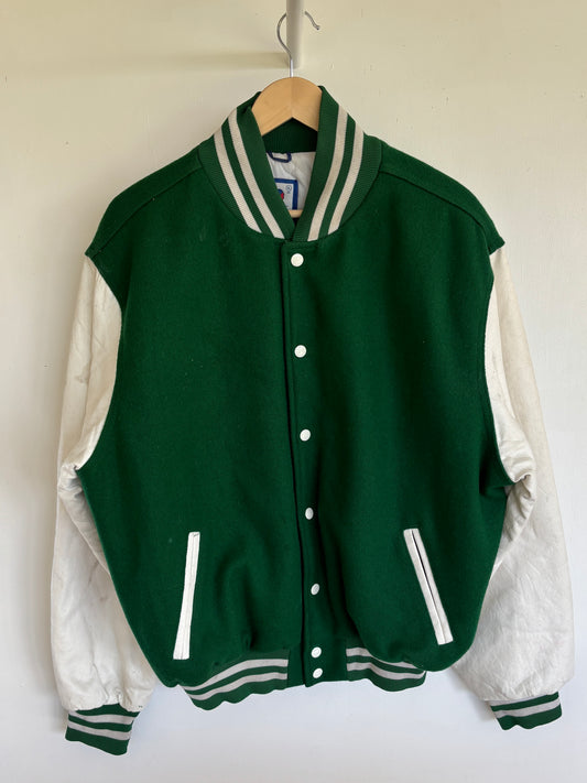 L - VINTAGE KELLY WALSH TROJANS VARSITY JACKET
