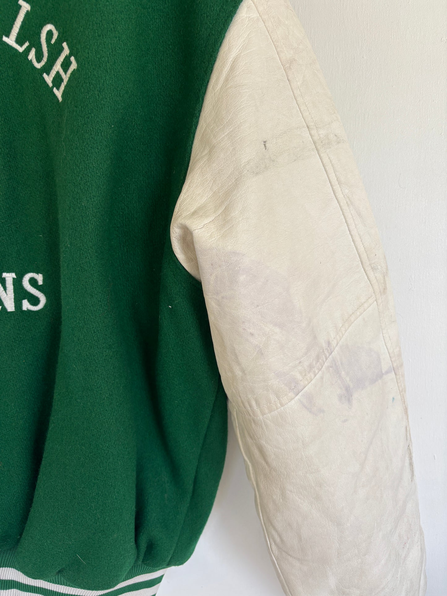 L - VINTAGE KELLY WALSH TROJANS VARSITY JACKET